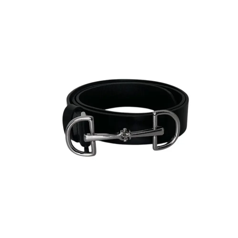 Massimo Dutti Black Leather Belt with Silver Clasp - Picture 2 of 4